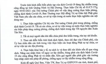 Giáo hội Phật giáo Việt Nam yêu cầu các chùa, cơ sở tự viện tăng cường phòng, chống dịch Covid-19